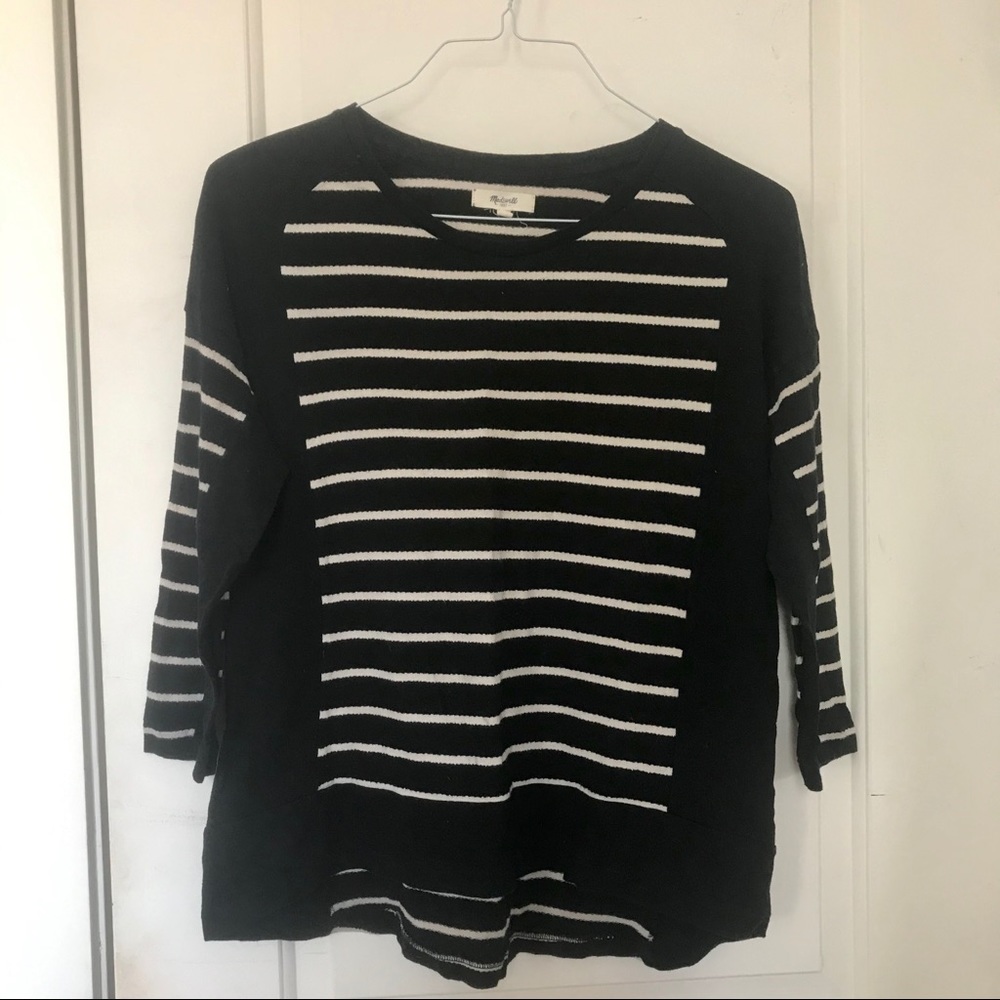 Madewell Striped Three Quarter Length Sleeve Tee
